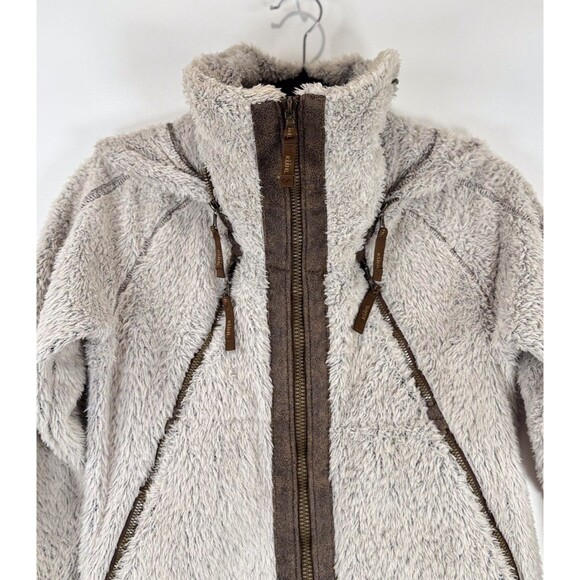 Kuhl Womens Flight Jacket Beige Avina Full Zip Sherpa Fleece Hooded Outdoor XS - Picture 9 of 14